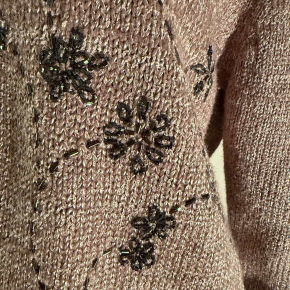 Grunge Cardigan Beaded Detail, Warm and Versatile, Cocoa Brown Large - Picture 3 of 5